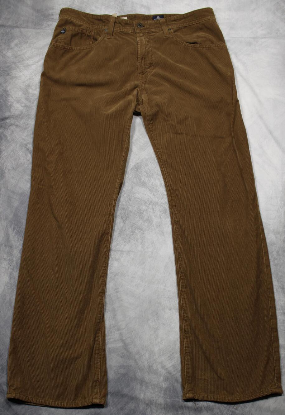 AG Adriano Goldschmied Pants Mens 34x31 Brown Corduroy The Protege Straight Leg